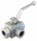 GE3 Serisi Üç Yollu Küresel Vana L Tipi Dişi BSP 1/4" DN 6 400 bar (Çelik)
