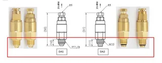 DA0 Dozajlı Piston Dağıtıcı M8x1.0 O-ringsiz PA+PB Bağlantılı