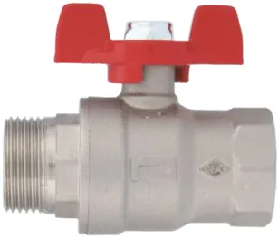 Kelebek Volanlı Küresel Vana Dişi/Erkek Tam Geçişli PN16 DN15 1/2" (Kırmızı Volan)