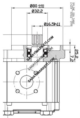 OT 200 P04 4,1 OT 200 SERİSİ S/B 25-B5 MİL VE KAPAK TİPLİ DİŞLİ POMPA