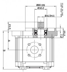 OT OIL TECHNOLOGY - OT 200 M04 4,1 OT 200 SERİSİ R/P 28-P2 MİL VE KAPAK TİPLİ DİŞLİ MOTOR